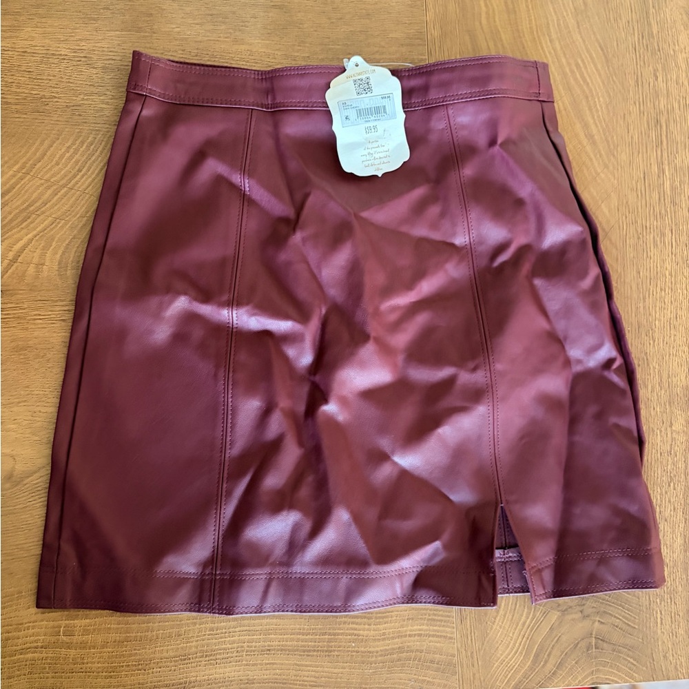 Faux Leather Burgundy Mini Skirt by Altar’d   State